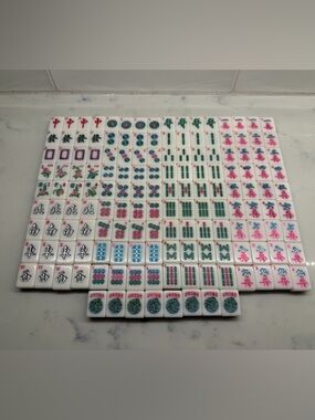 Mahjong Tile Set hand painted metallic colors